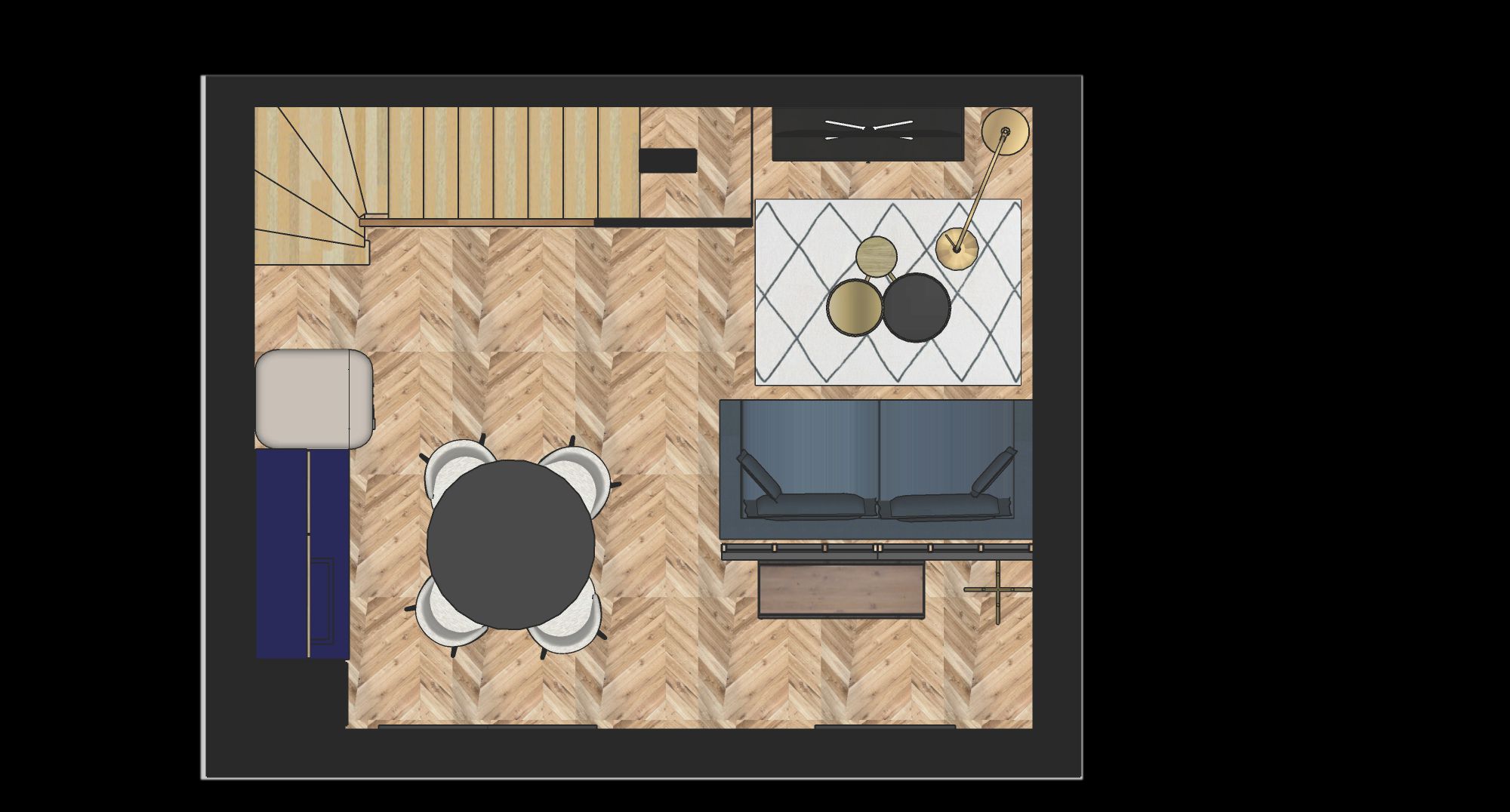 Plan 3D vue de haut Studio Étudiant